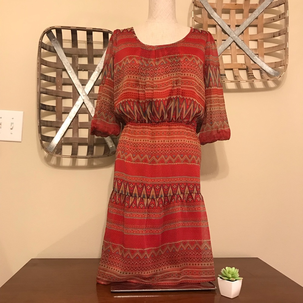 Paraella Patterned 3/4 Sleeve Dress